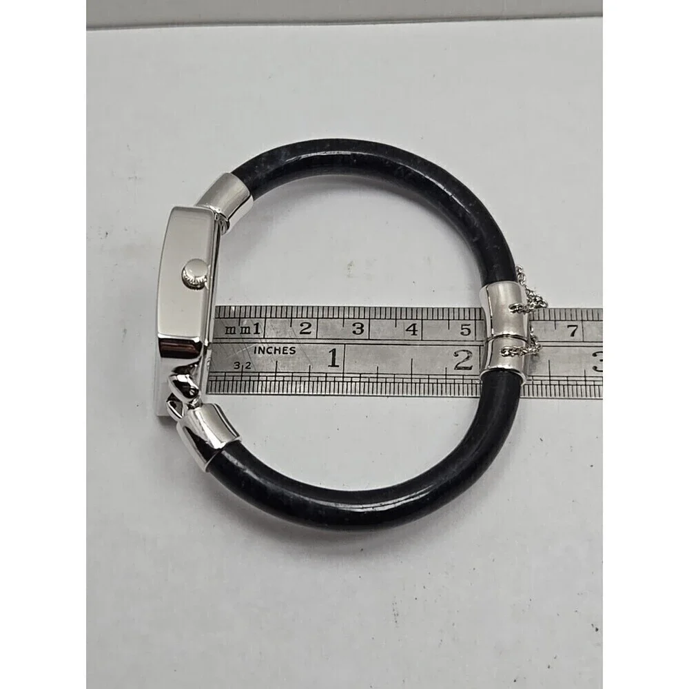 Jade Of Yesteryear Womens Silver Square Watch Black Jade Dial Quartz New Battery